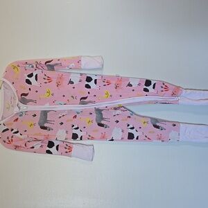 Little Sleepies Pink Farm Animal Footie